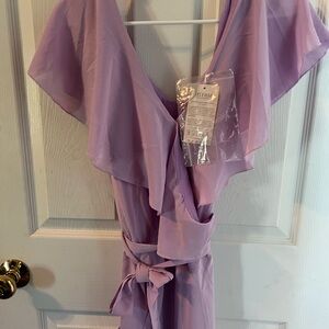 Lavender Ruffle long Wrap Dress